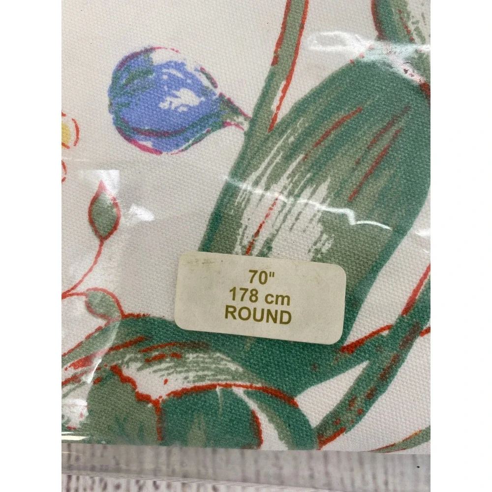 Lenox Butterfly Meadow Sentiments Tablecloth 70 Round White Floral 100% Cotton